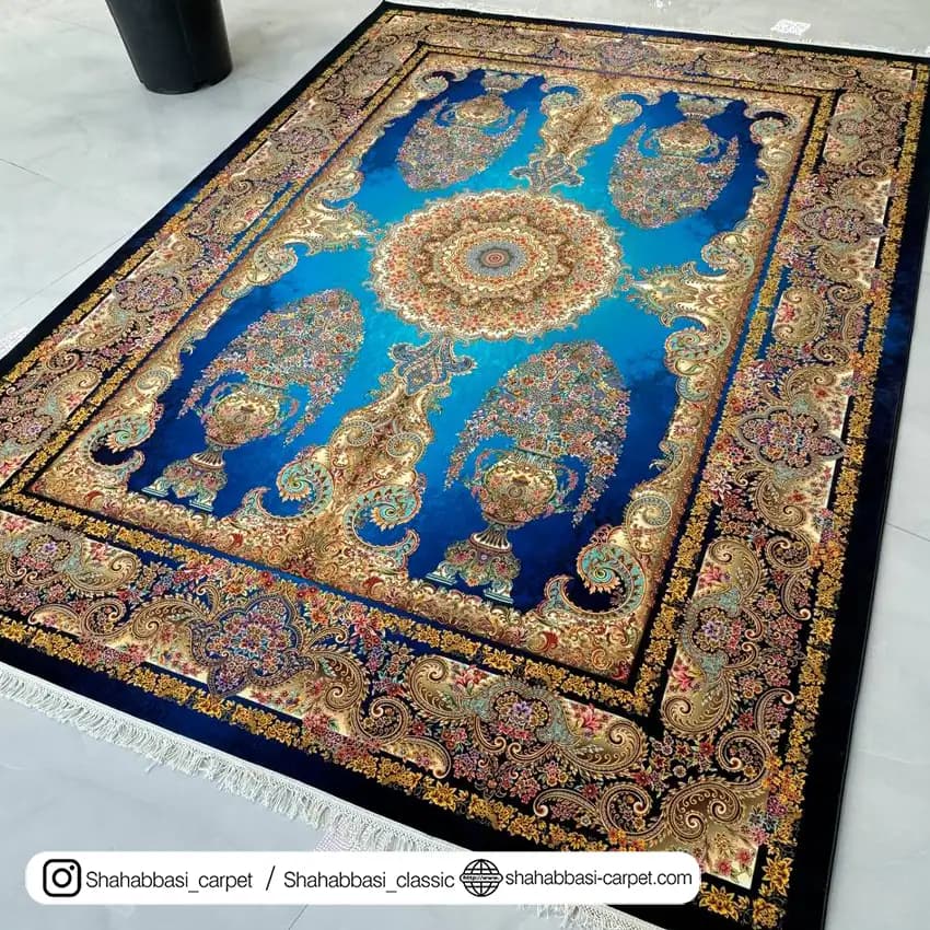 فرش ماشینی آفرینش کد 1500207 آبی — تصویر ۲