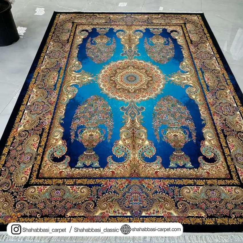 فرش ماشینی آفرینش کد 1500207 آبی — تصویر ۴