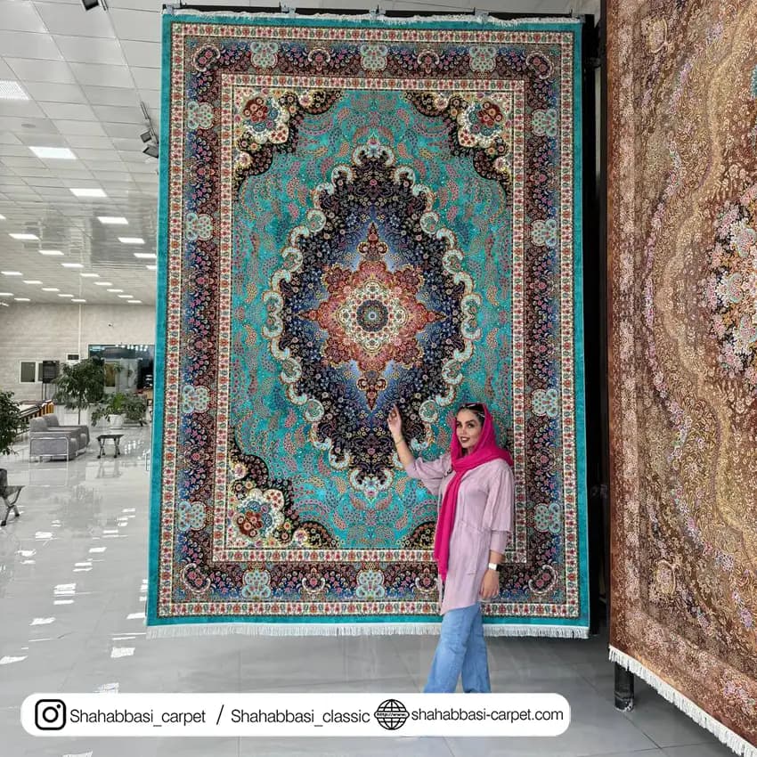 فرش ماشینی آفرینش کد 1500206 آبی