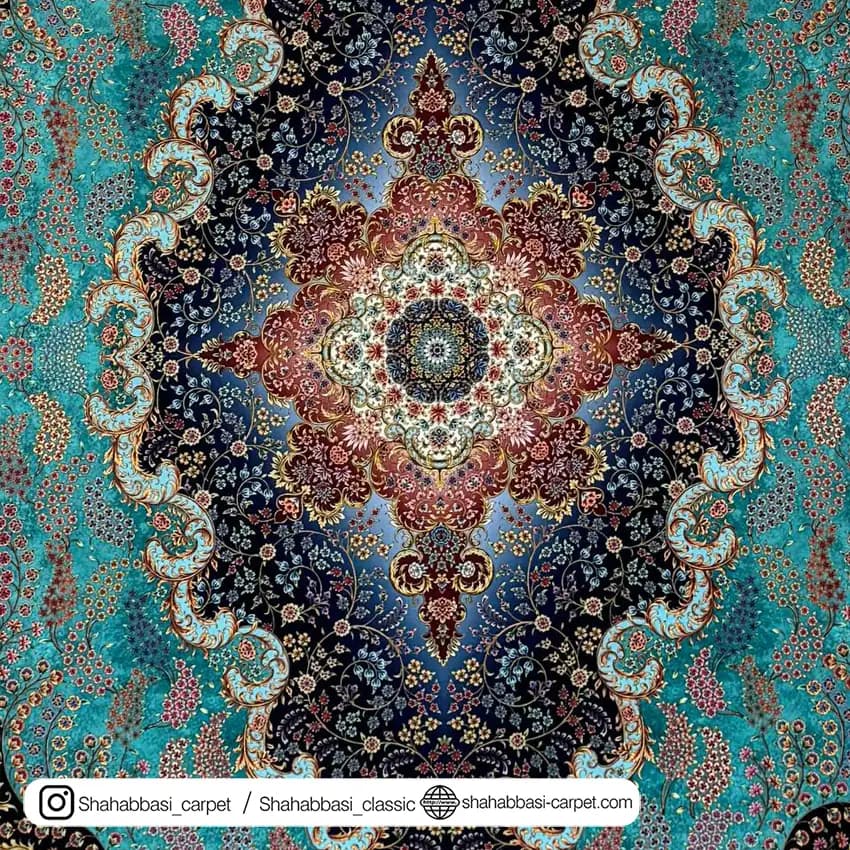 فرش ماشینی آفرینش کد 1500206 آبی — تصویر ۴