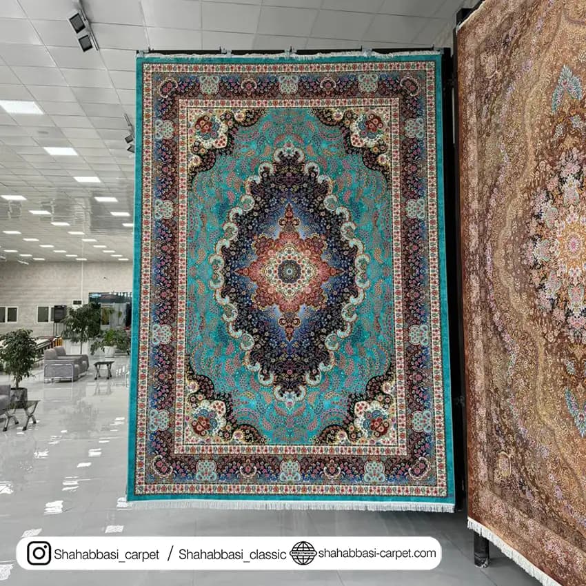 فرش ماشینی آفرینش کد 1500206 آبی — تصویر ۲