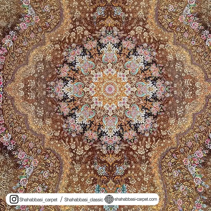 فرش ماشینی آفرینش کد 1500205 قهوه ای — تصویر ۳
