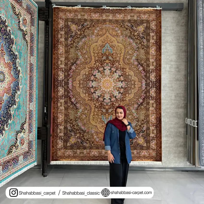 فرش ماشینی آفرینش کد 1500205 قهوه ای