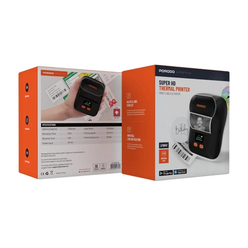 پرینتر حرارتی قابل حمل پرودو مدل Porodo Lifestyle Super HD Thermal Printer PD-LFST047 — تصویر ۳