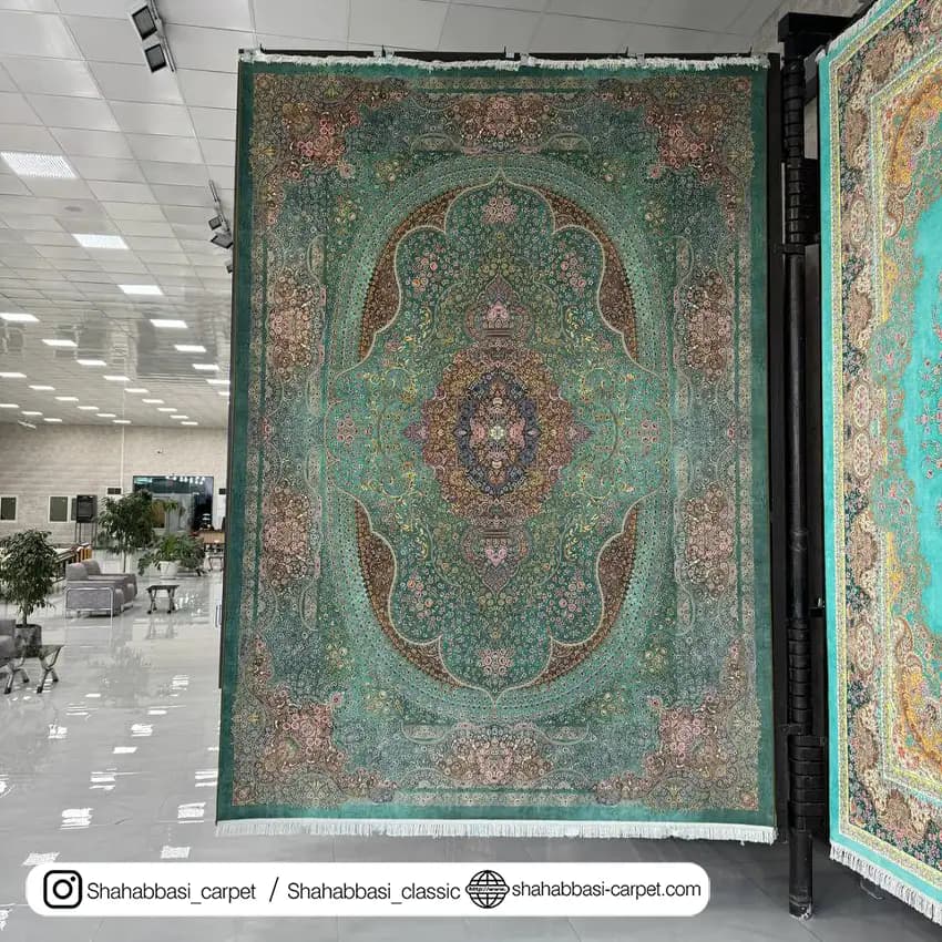 فرش ماشینی آفرینش کد 1500202 سبز — تصویر ۲