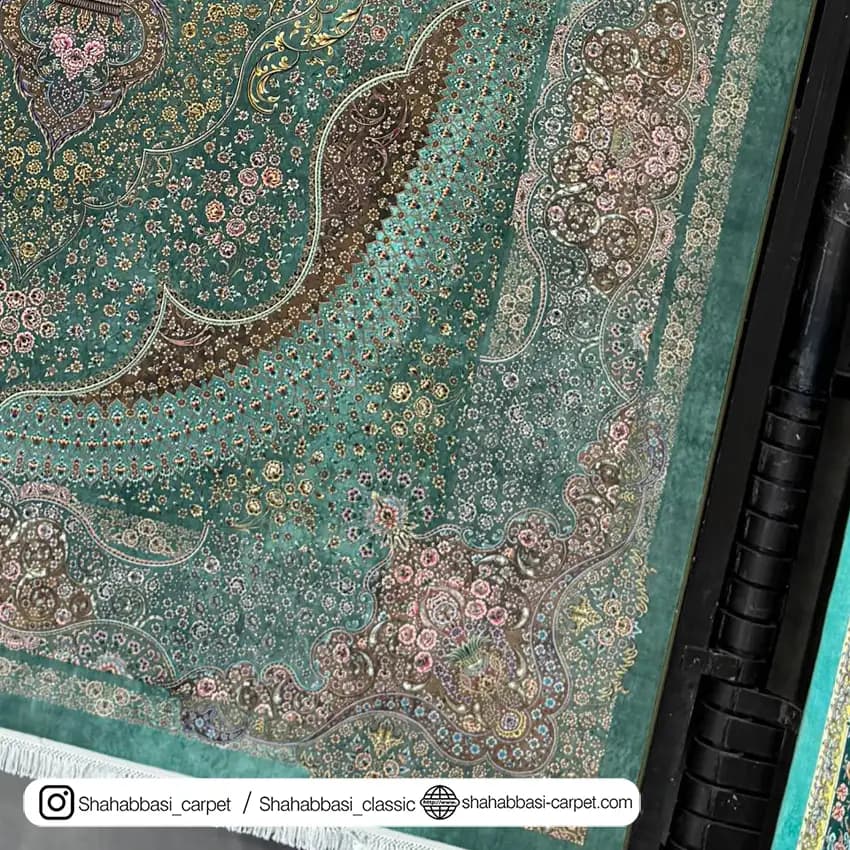 فرش ماشینی آفرینش کد 1500202 سبز — تصویر ۳