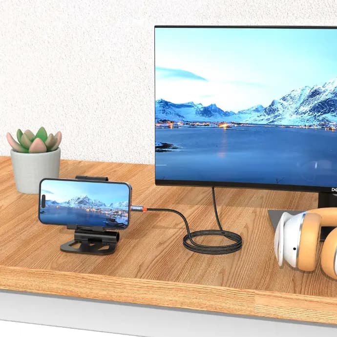 کابل HDMI به لایتنینگ پرودو مدل Porodo Woven Cable Lightning to HDMI PD-CBL0017 — تصویر ۲