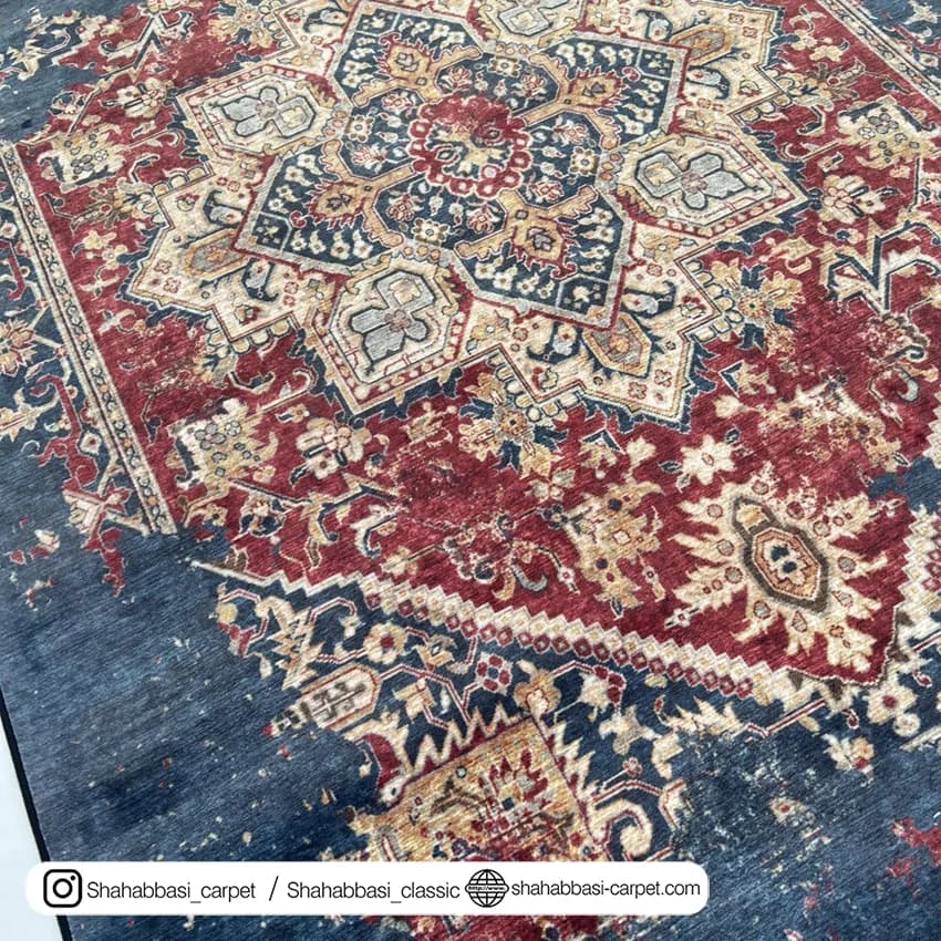 فرش کهنه نما کد 800508 سرمه ای — تصویر ۳