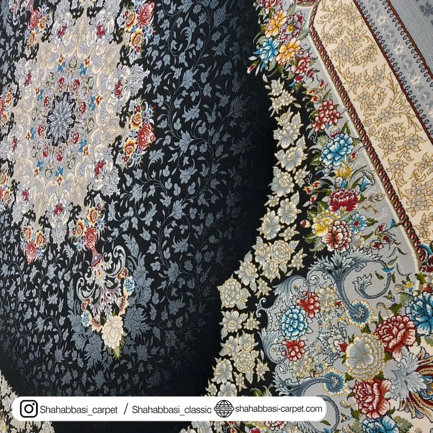 فرش ماشینی کد 1046 سرمه ای — تصویر ۳