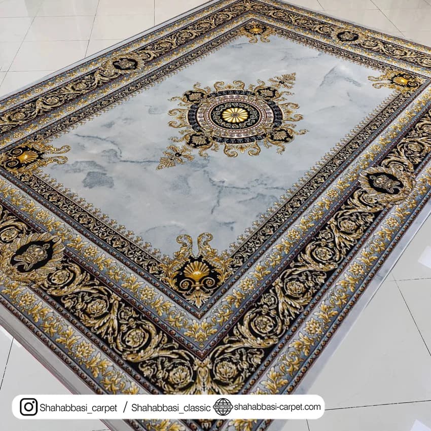 فرش ماشینی کد 1041 نقره ای