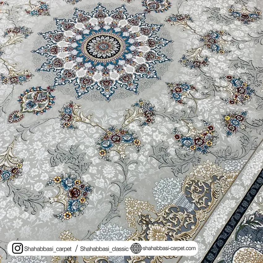 فرش ماشینی کد 1039 نقره ای — تصویر ۲