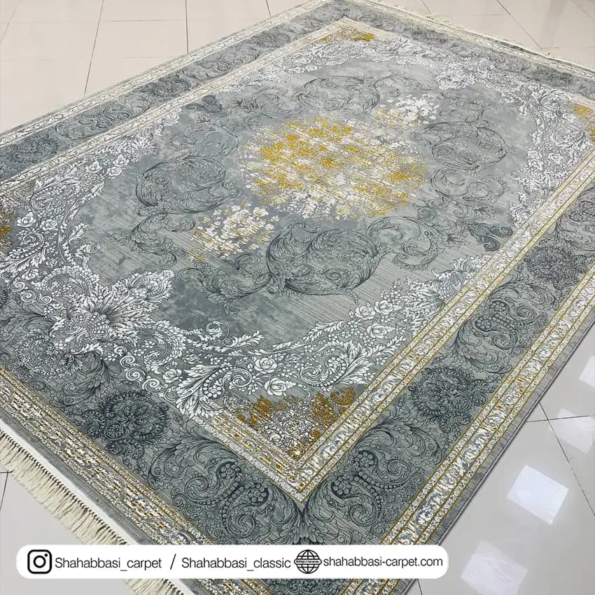 فرش ماشینی کد 1037 نقره ای