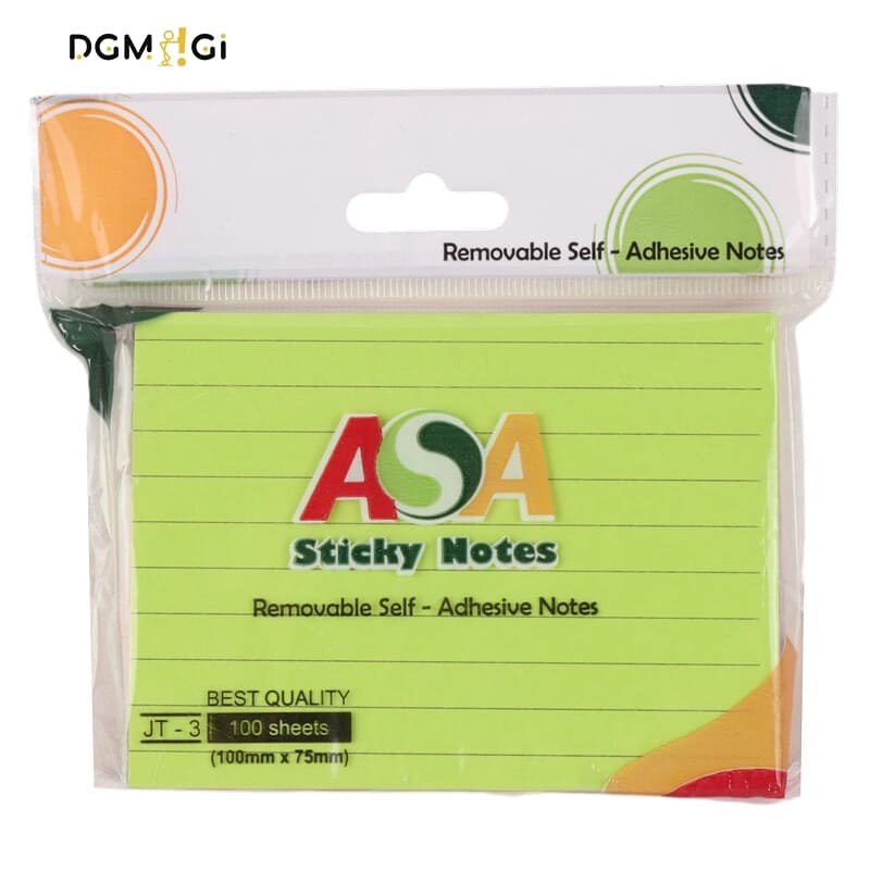 کاغذ یادداشت چسب دار خط دار Asa Stick Note 10*7.5cm — تصویر ۲