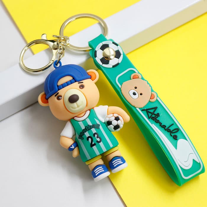سرکلیدی سیلیکونی خرس فوتبالیست Football bear سبز وارداتی 39060