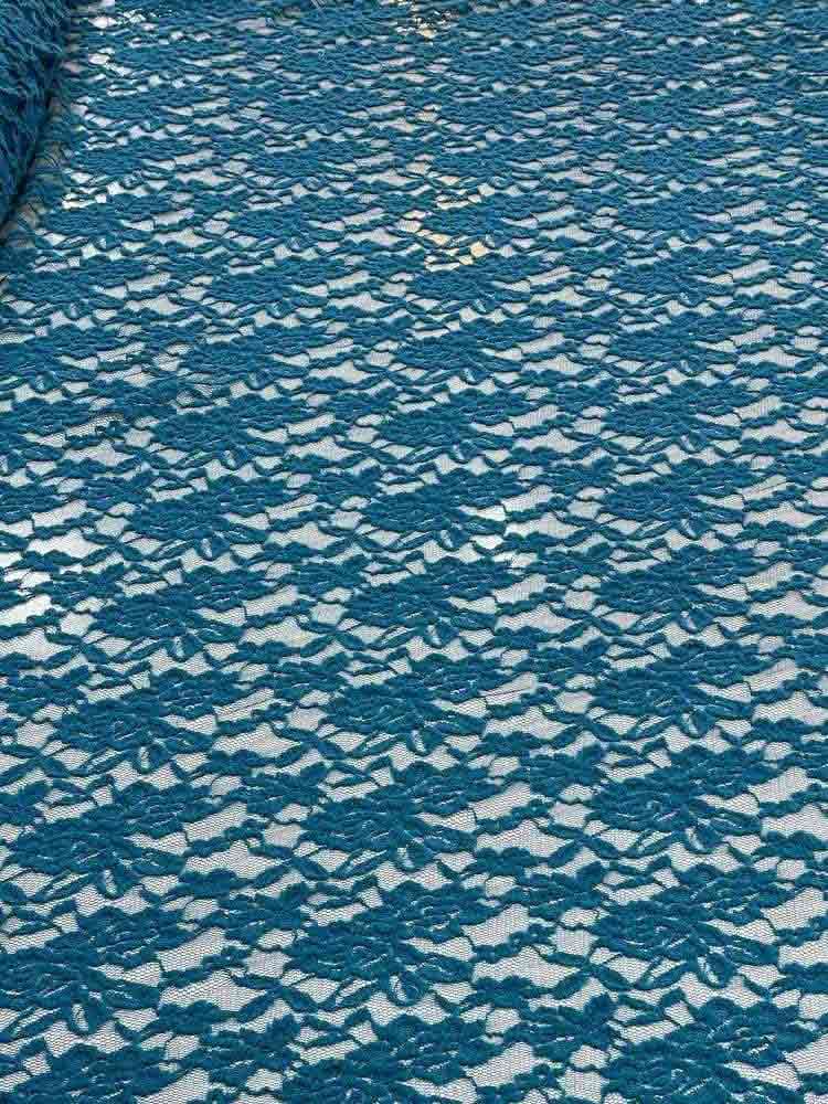 پارچه دانتل کش گل برجسته کره‌ای آبی