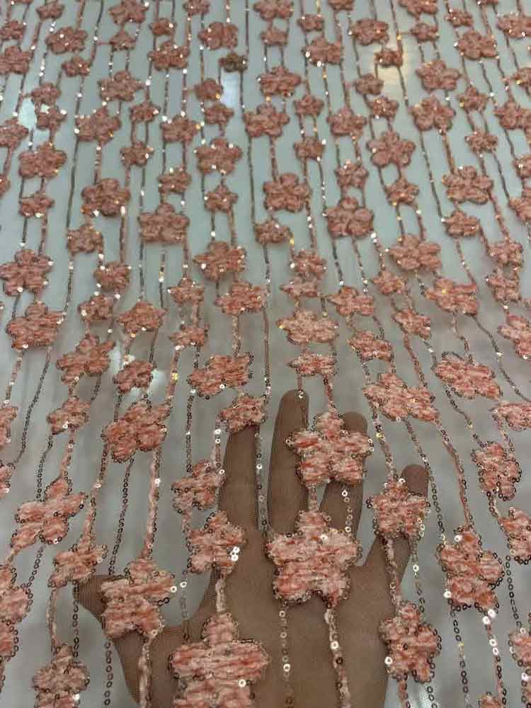 پارچه توری گل مخمل طرح ستاره