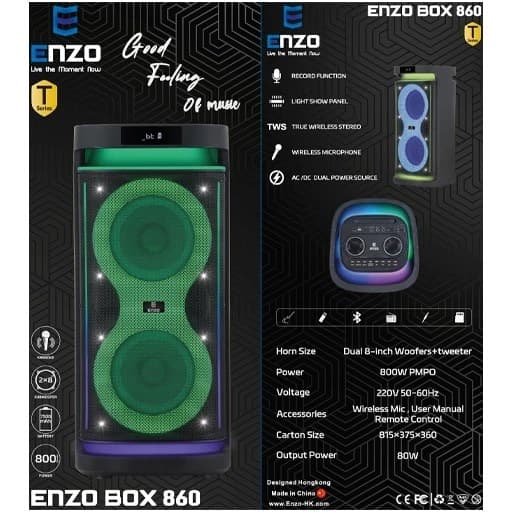 اسپیکر انزو باکس ENZO BOX T-860 2×8″ 80W RMS — تصویر ۷