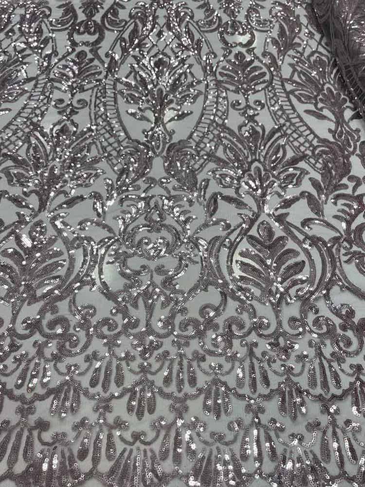 پارچه توری پولکی فول کار نقره ای