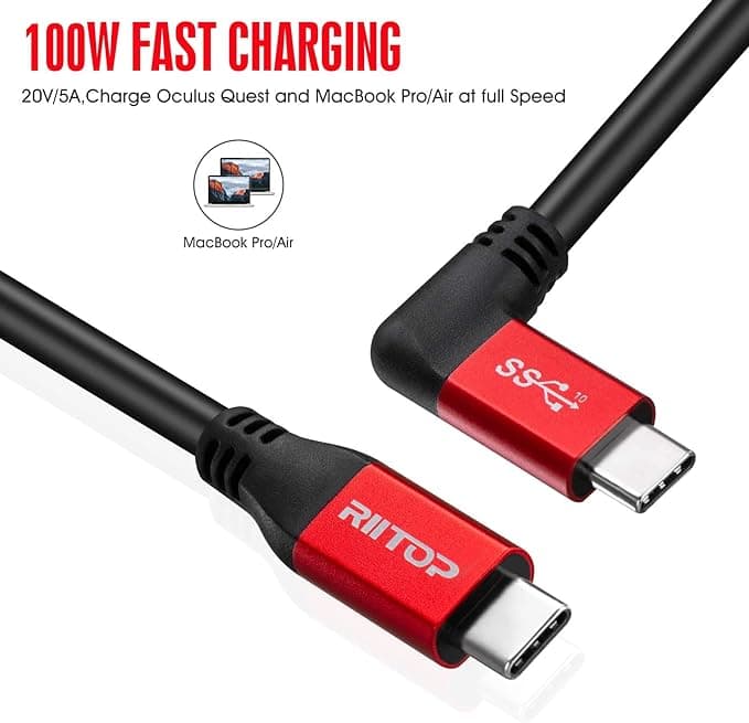 کابل دو سر تایپ سی (C to C) 10 گیگ بر ثانیه 30 ولت USB 3.1 C (Gen 2) برند RiiTOP — تصویر ۶