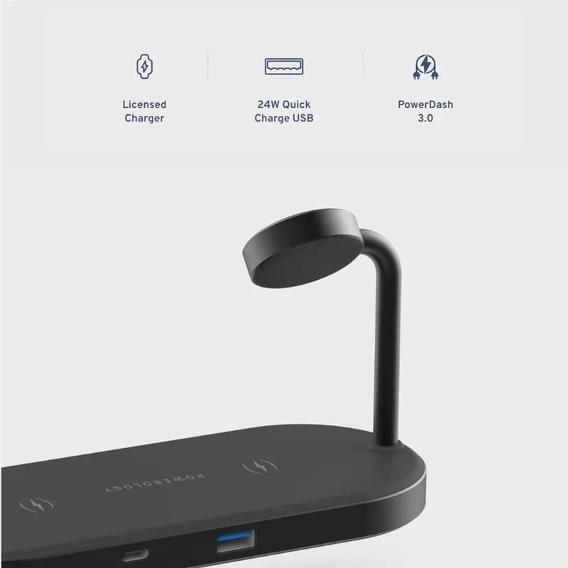 استند و شارژر وایرلس مگنتی پاورولوژی Powerology 4in1 Fast-Wireless Charging Dock P41MFCHBK — تصویر ۴