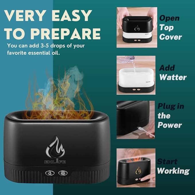 دستگاه بخور سرد طرح شعله Flame Aroma Diffuser LA0630 — تصویر ۵