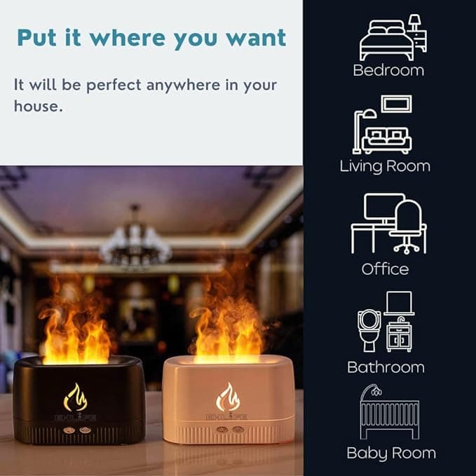 دستگاه بخور سرد طرح شعله Flame Aroma Diffuser LA0630 — تصویر ۳