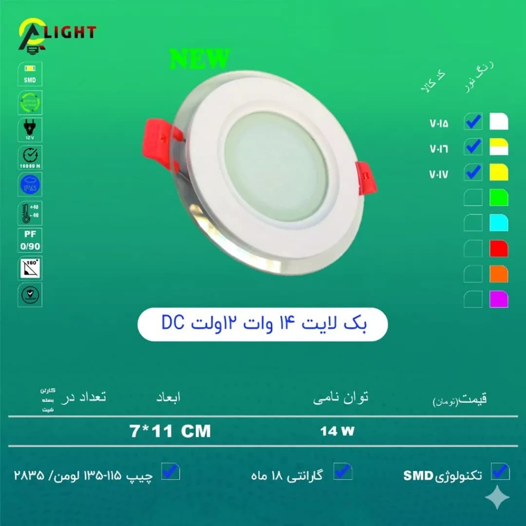 عمده پنل ال ای دی ضد آب 14 وات IP65 | ایمن‌ترین انتخاب برای فضاهای مرطوب — تصویر ۳