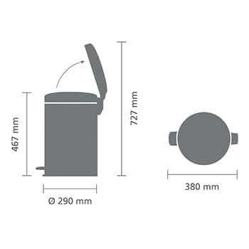 سطل زباله 20 لیتر پدالی پلاتینیوم برابانتیا brabantia — تصویر ۲