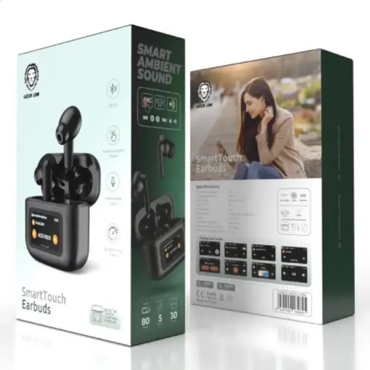 هندزفری بلوتوث دوگوش گرین لاین Green Lion TouchWave ANC GNTWVEANCBK دارای صفحه نمایش لمسی — تصویر ۵