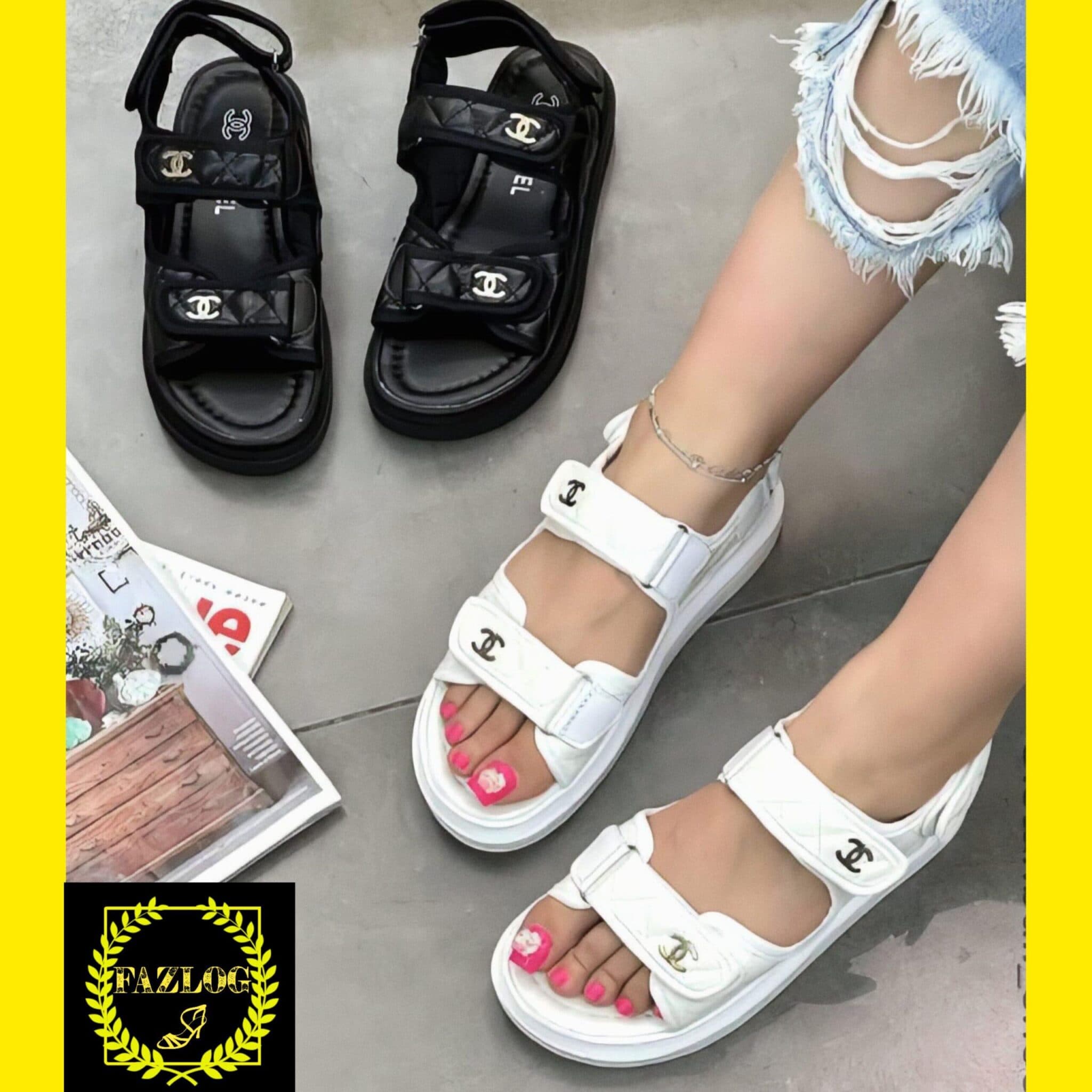 صندل زنانه راحت و طبی چسبی چنل — تصویر ۳