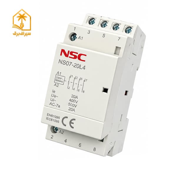 کنتاکتور روشنایی چهار پل 20 آمپر برند NSC مدل NS07-20L4 — تصویر ۲