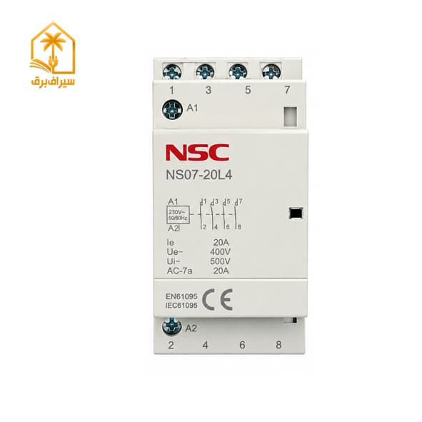 کنتاکتور روشنایی چهار پل 20 آمپر برند NSC مدل NS07-20L4
