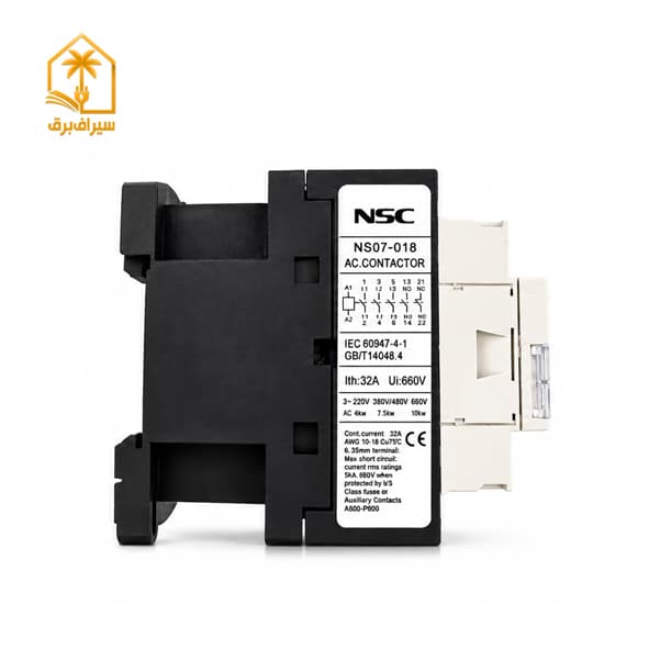 کنتاکتور 18 آمپر 220 ولت برند NSC مدل NS07-018 — تصویر ۳