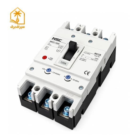کلید اتوماتیک MCCB تنظیمی 125 آمپر سه پل برند NSC مدل M6RT-160S — تصویر ۲