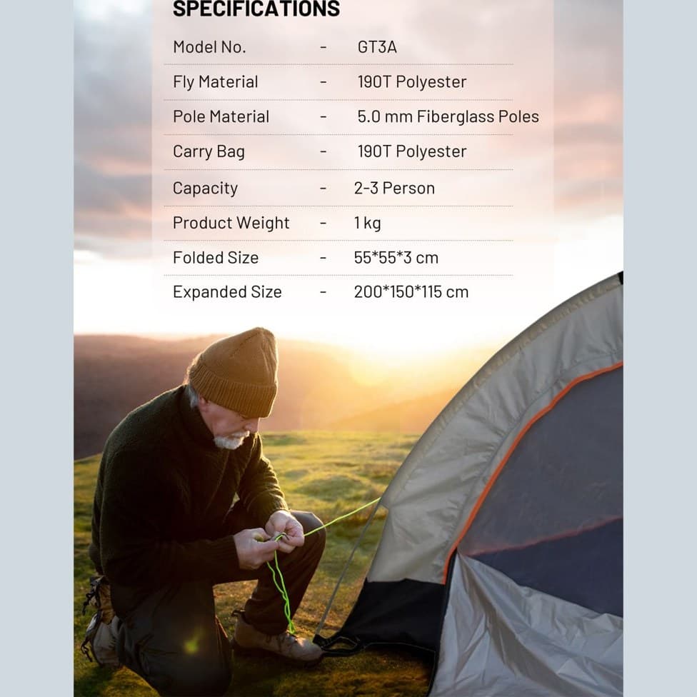 چادر کمپینگ سه نفره گرین لاین مدل Green lion GT3-Plus Camping Tent — تصویر ۵