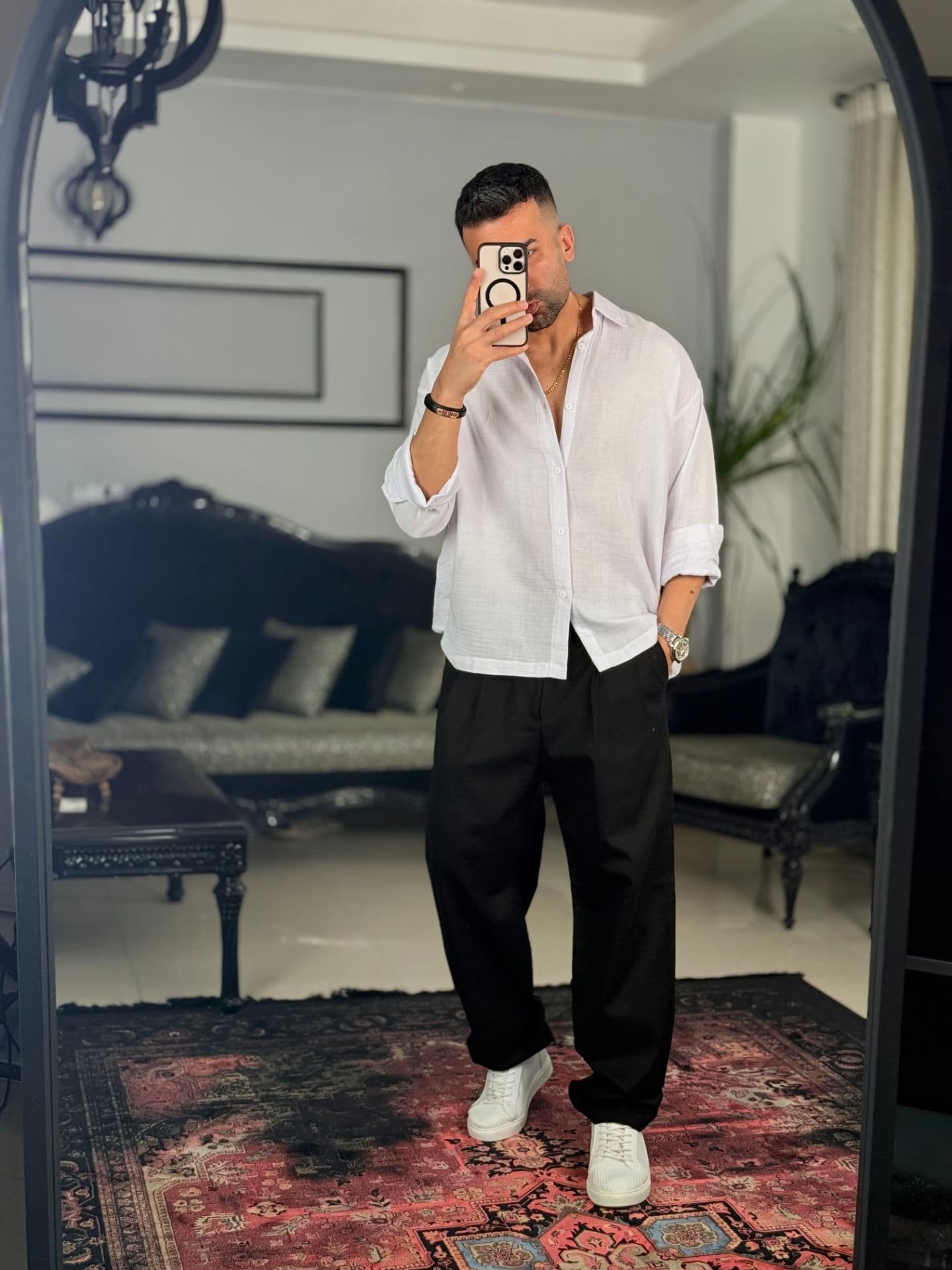 پیراهن پارچه لینن ترک/آستین بلند — تصویر ۷