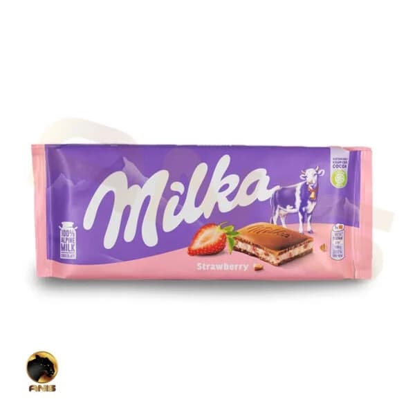 تابلت شکلات strawberry میلکا آلمانی با طعم توت فرنگی 100 گرم
