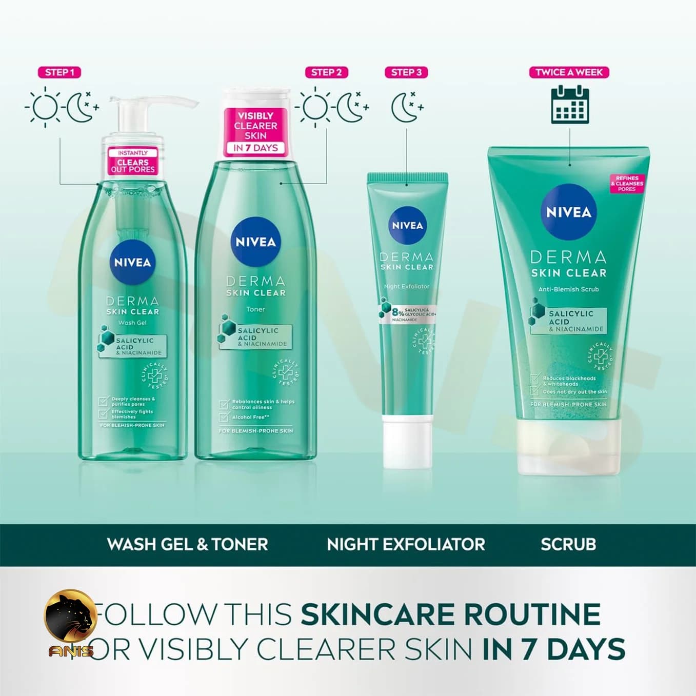 تونر Derma Skin Clear نیوا ضد جوش 200 میل — تصویر ۳