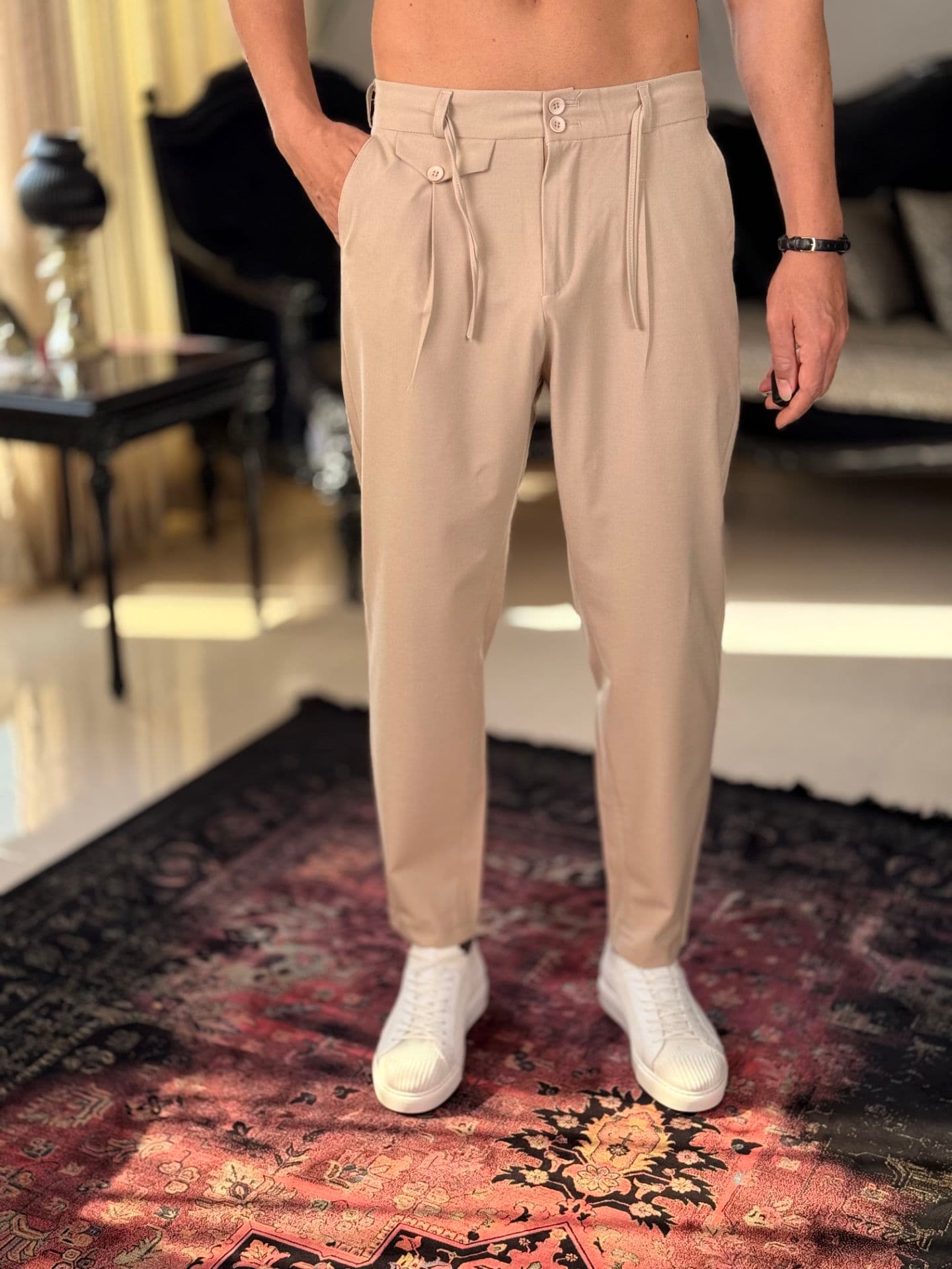 شلوار مام پارچه ای(بوی فرند)وارداتی+رنگبندی — تصویر ۴