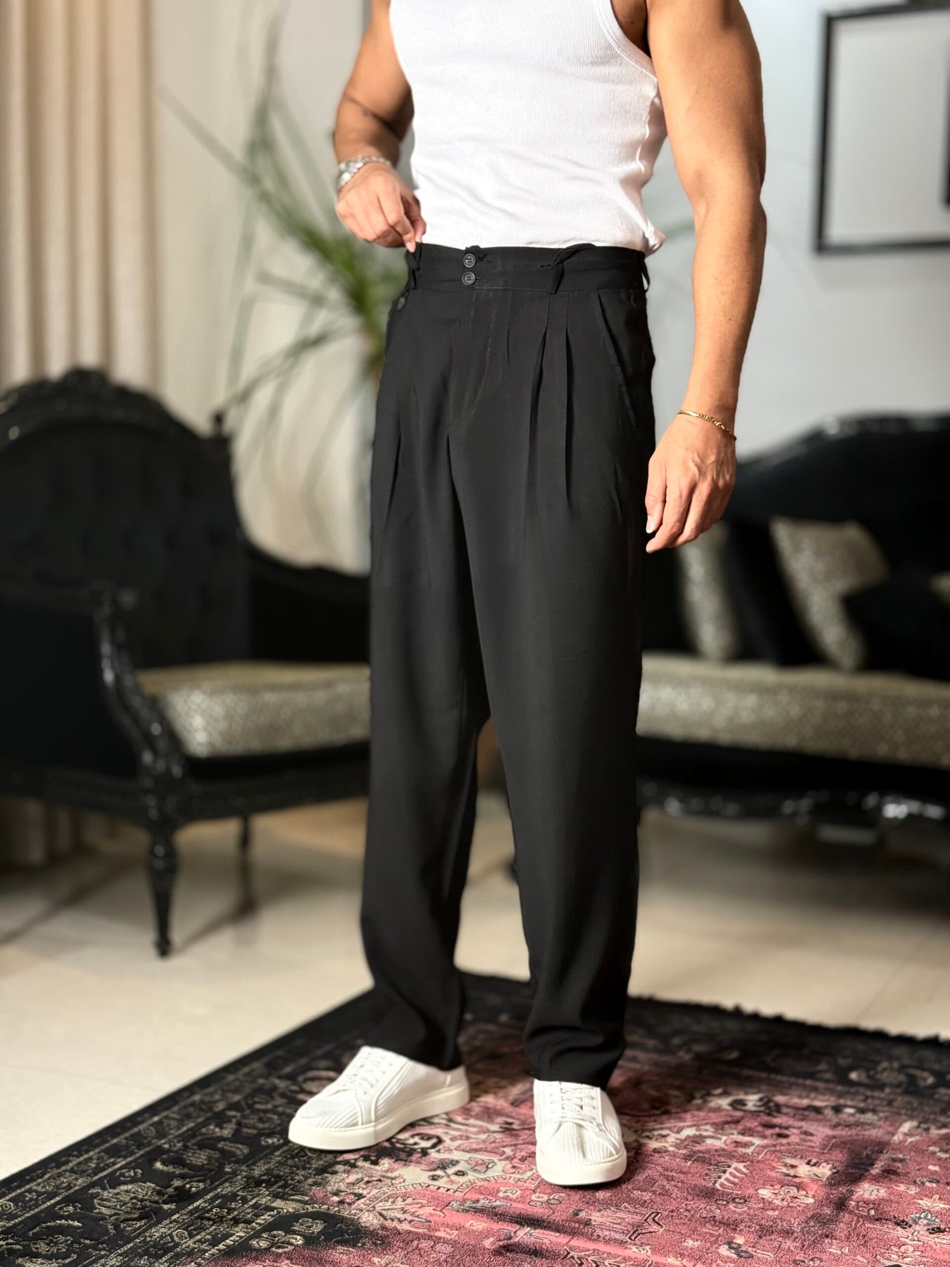 شلوار پارچه ای نیم بگ وارداتی +رنگبندی جذاب — تصویر ۳