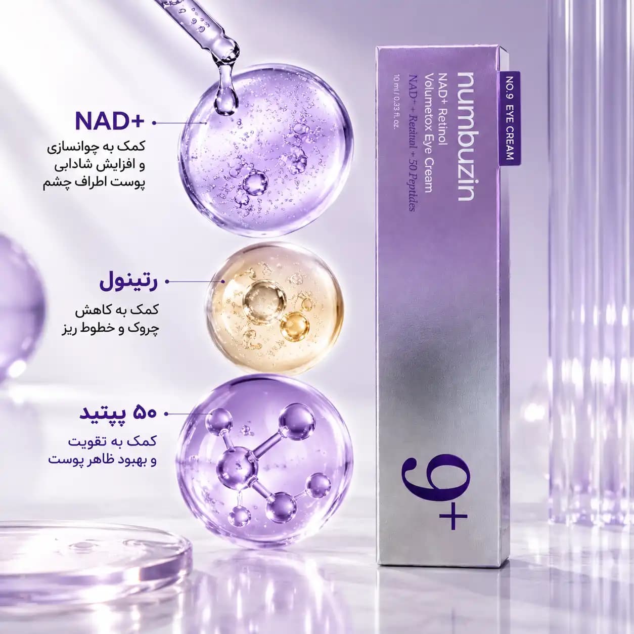 کرم دور چشم ضدچروک و حجمدهنده Numbuzin No.9 NAD+ Retinol Volumetox Eye Cream — تصویر ۲