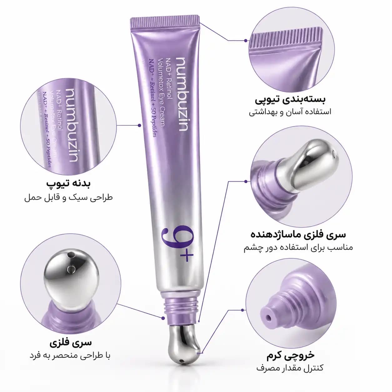 کرم دور چشم ضدچروک و حجمدهنده Numbuzin No.9 NAD+ Retinol Volumetox Eye Cream — تصویر ۳