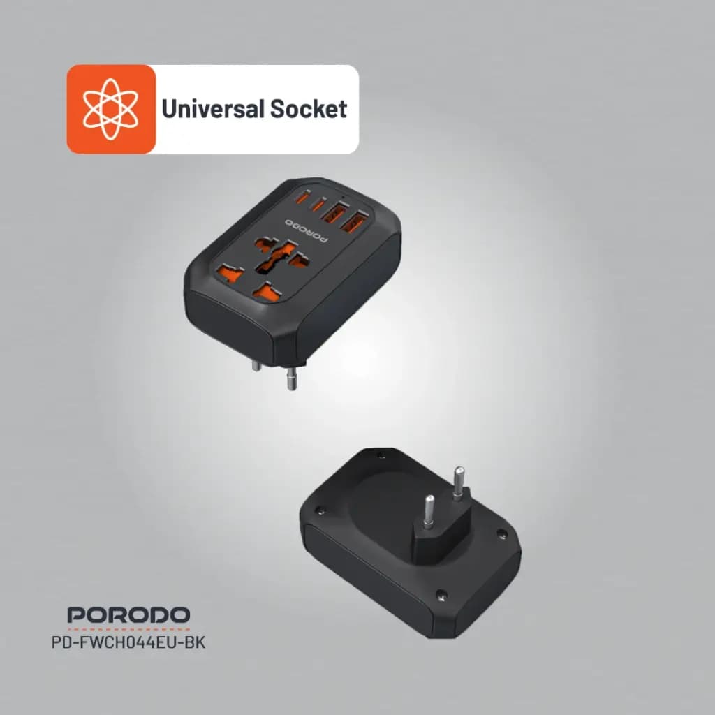 آداپتور برق پرودو Porodo PD-FWCH044EU Universal AC Adapter Multi-Device Charging EU Plug — تصویر ۳