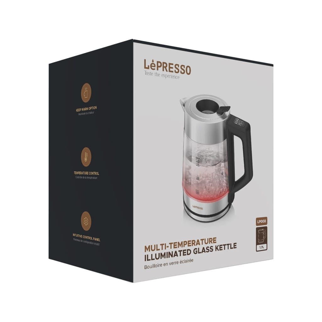 کتری شیشه ای لپرسو LePresso LPCFFM0008BK Multi Temperature Illuminated Glass Kettle — تصویر ۴