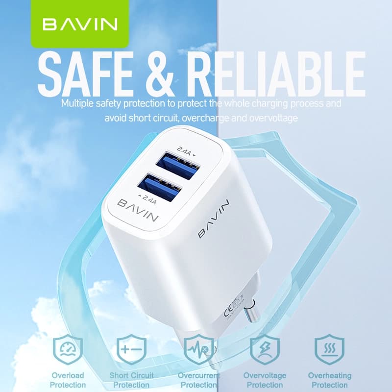 شارژر 2 پورت برند BAVIN مدل PC301E — تصویر ۳