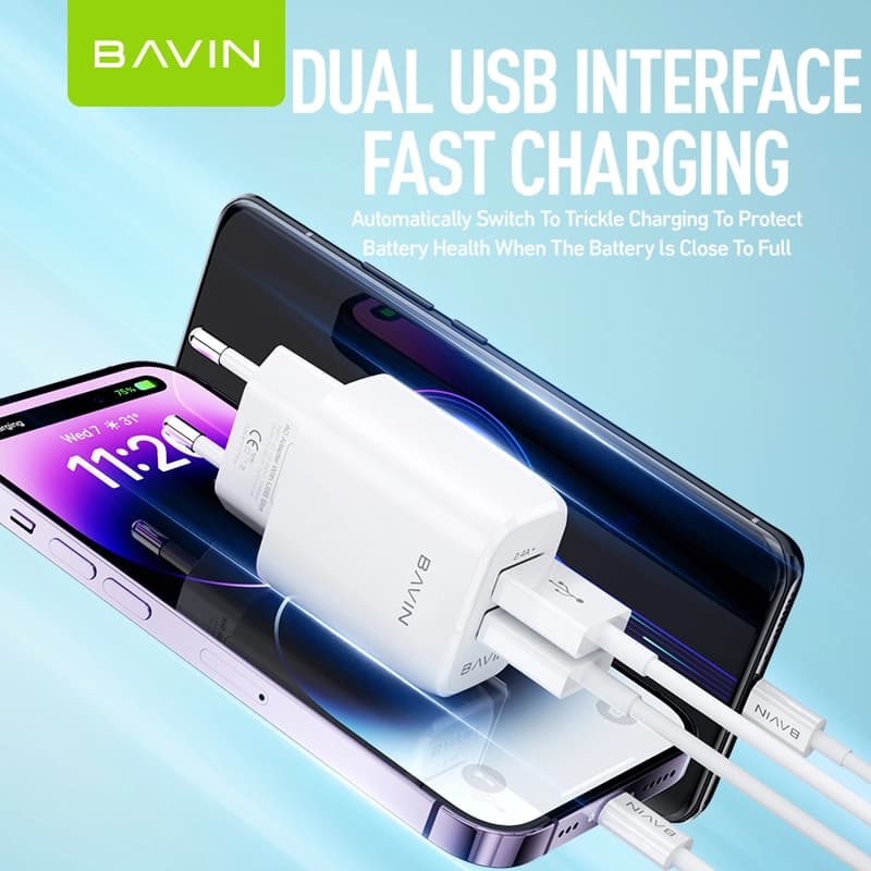 شارژر 2 پورت برند BAVIN مدل PC301E — تصویر ۴