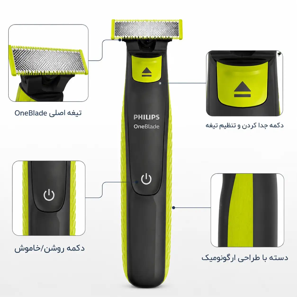 ماشین اصلاح صورت فیلیپس مدل OneBlade Original با 3 شانه — تصویر ۳
