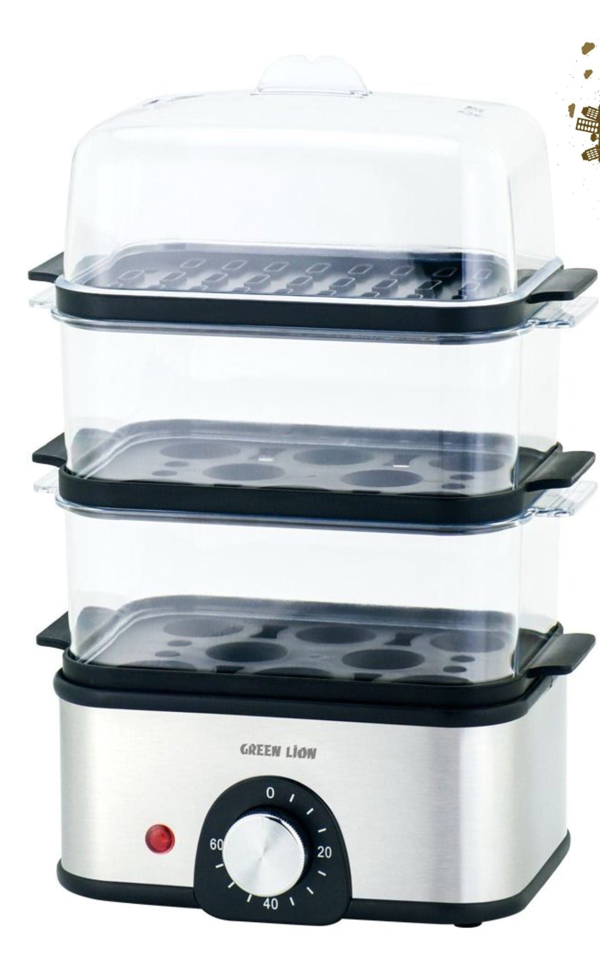 تخم مرغ پز 3 طبقه | بخارپز سبزیجات گرین لاین Green Lion 3-Tier Egg Cooker | Vegetable Steamer — تصویر ۵