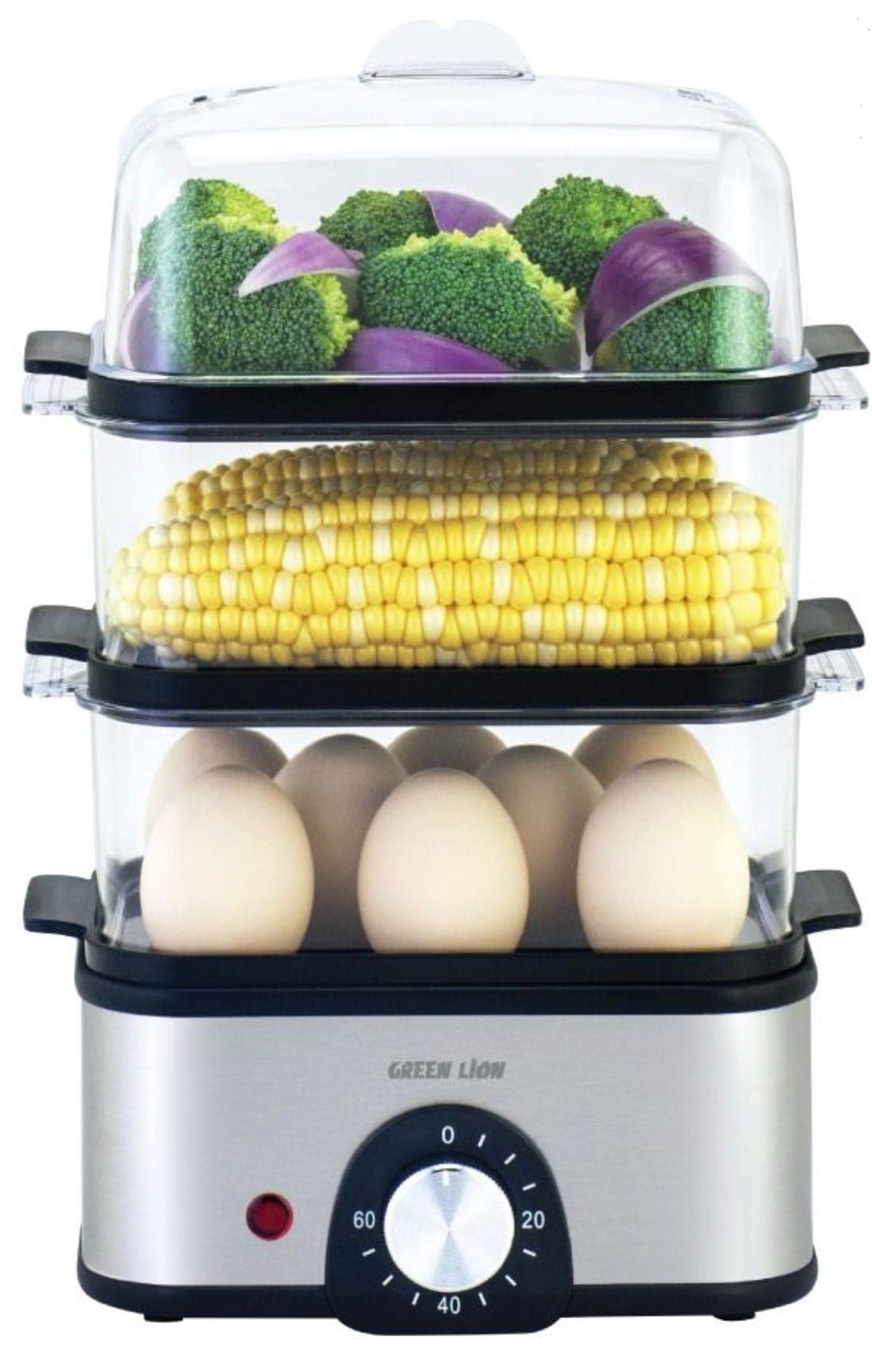 تخم مرغ پز 3 طبقه | بخارپز سبزیجات گرین لاین Green Lion 3-Tier Egg Cooker | Vegetable Steamer