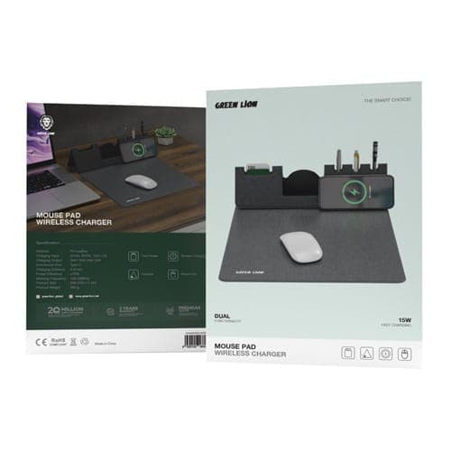 موس پد و شارژر وایرلس گرین لاین مدل GNMSPADWIRGY Green Lion Mouse Pad Wireless Charger — تصویر ۳